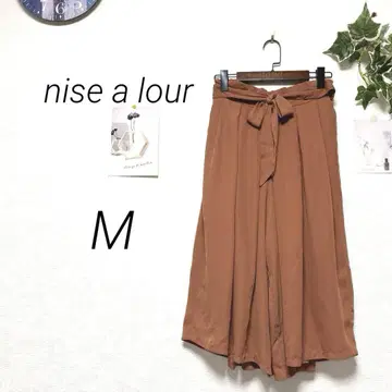 9708 nise a lour 허리 리본 와이드 팬츠 M 무지