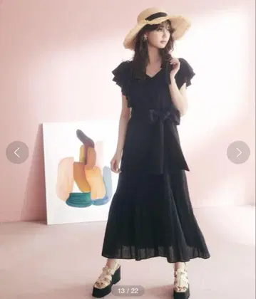 레디아젤 코튼 레이스 프릴 소매 원피스