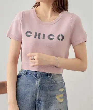 Chico 로고 자카드 자수 니트
