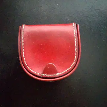 말발굽형 만소 가죽 코인 케이스 동전 지갑 빨간색 버건디