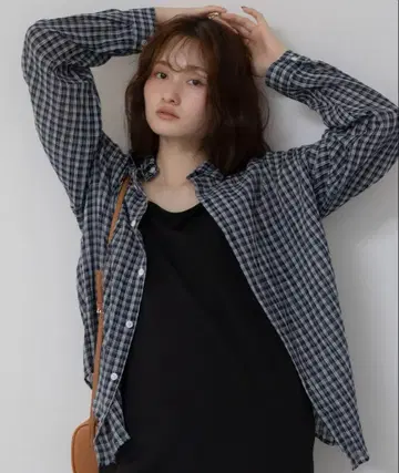 체크 무늬 시어 루즈 셔츠 HEILIS