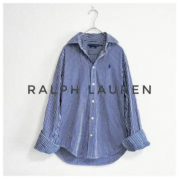 RALPH LAUREN SLIM FIT 스트라이프 셔츠 블루 화이트
