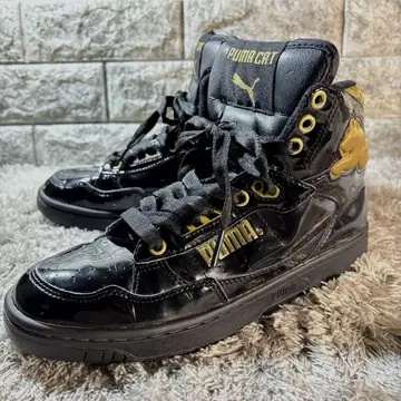 새상품급 Puma Cat 푸마 캣 하이컷 스니커즈 블랙/골드