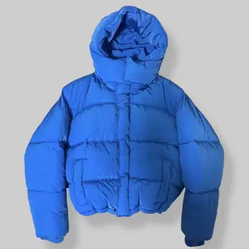 ZARA 후드 부착 다운 자켓 파랑