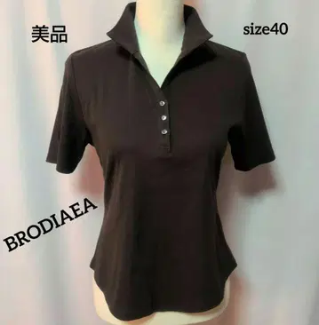 새상품급 BRODIAEA 반팔 피케 셔츠 스탠딩 칼라 4 버튼