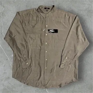 90s 데드스탁 phiz 피즈 실크 긴팔 셔츠 카키