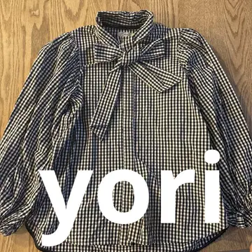 yori 깅엄 체크 리본 셔츠