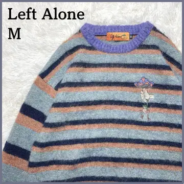 새상품급 Left Alone 멀티 컬러 보더 니트 M 자수