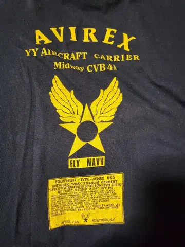 AVIREX Midway CVB 41 티셔츠 블랙 sizeL