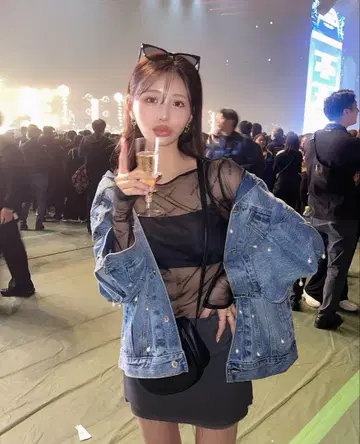 미유 짱 착용 josemoon 조제문 SHEER MONOGRAMTOPS