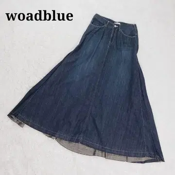 woadblue 워드블루 플레어 컷오프 데님 롱 스커트