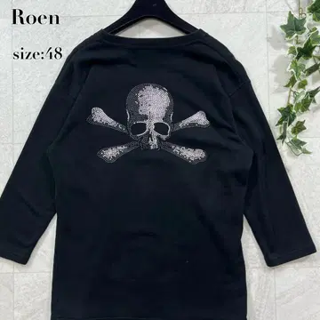 [ Roen ] 큐빅 스컬 해골 티셔츠 락 블랙 (48)