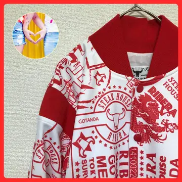 인기 아이템 [리베라] 바시티 자켓/올 패턴/자켓/화이트/레드