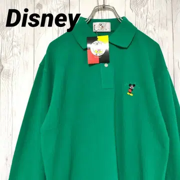 새상품 Disney 디즈니 피케 셔츠 긴팔 자수 로고 미키 90년대 L