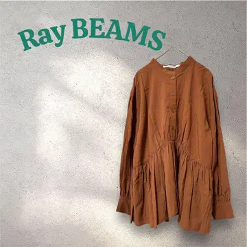 Ray BEAMS 레이 빔즈 개더 절개 밴드 카라 블라우스