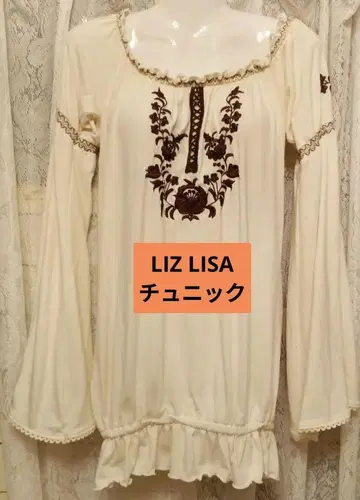 LIZ LISA 아이보리 자수 플레어 슬리브 튜닉