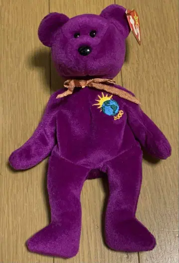 ty 비니 베이비 Millennium 곰 봉제 인형 보라색 2000