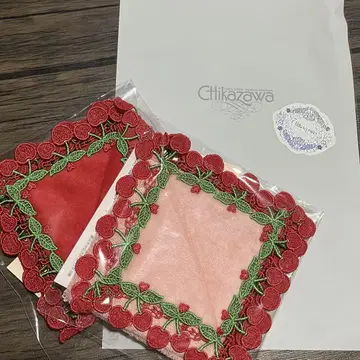 치카자와 레이스 시즌 타월 손수건 체리 레드 핑크