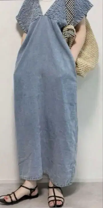 시마무라 데님 셔링 원피스