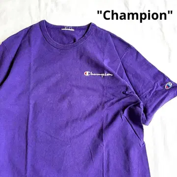Champion T-shirt 챔피온 T셔츠 자수 로고 퍼플