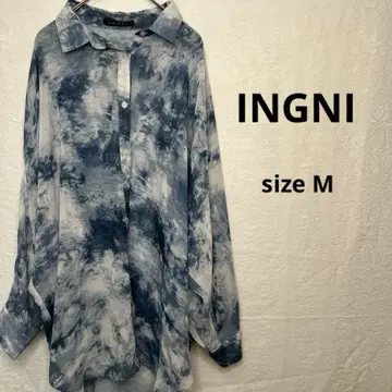 잉그 INGNI 셔츠 M 사이즈 긴팔 시스루 하늘 패턴 여성용 새상품급