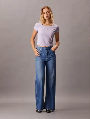 정품 calvin klein jeans high rise wide leg