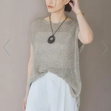 아파트바이 린넨 네이비 메쉬 풀오버 프렌치 슬리브 그레이지 16