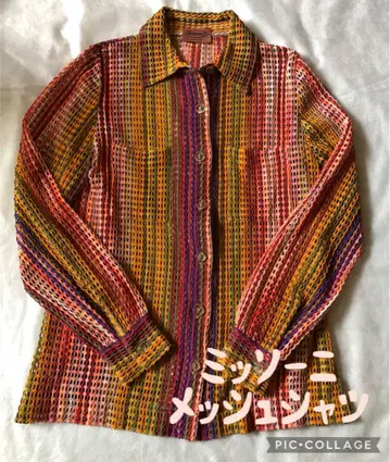 새상품급 빠른 발송 미쏘니 MISSONI 멀티 컬러 메쉬 셔츠 블라우스