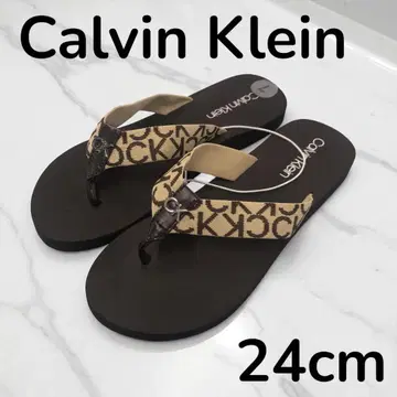 Calvin Klein 샌들 24cm 브라운 로고 슬리퍼