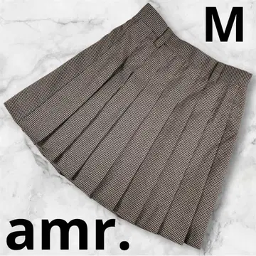 [ amr. ] amr 여성용 플리츠 미니 스커트 M 브라운