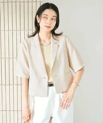 그린 라벨 릴랙싱 Soft 린넨 라이크 숏 슬리브 자켓