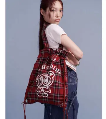 jouetie 엔젤블루 냅색 레드 체크