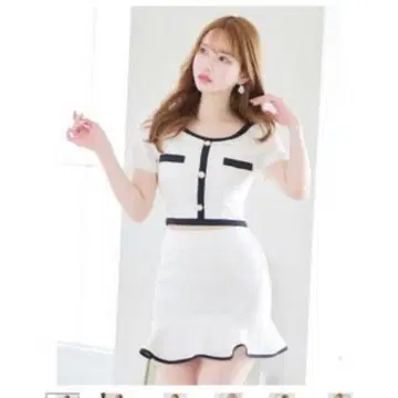 화이트 네이비 프릴 스커트 드레스