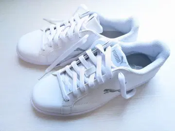 PUMA 스니커즈 24cm 여성용 화이트 실버 자수 미사용 새상품