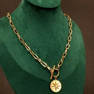 빈티지 골드 코인 체인 링크 토글 목걸이