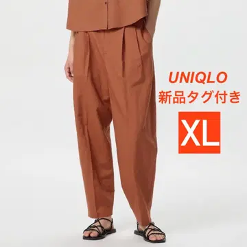 [택 포함 새상품] UNIQLO 린넨 블렌드 배럴 레그 팬츠 오렌지 XL