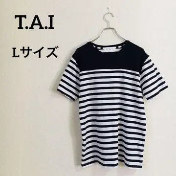 T.A.I 보더 티셔츠 [L 사이즈] 여성용 반팔