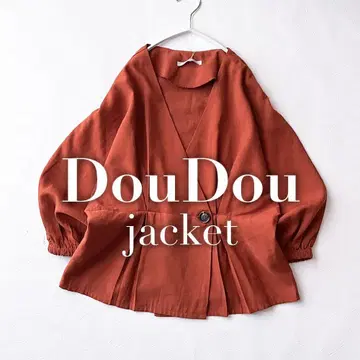 새상품 DouDou 블라우스 노카라 재킷 페플럼 돌먼
