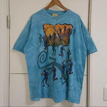 90s 구제 의류 타이다이 티셔츠 빅 실루엣 마운틴 빅 프린트