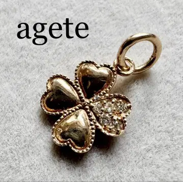 agete*K10PG*하트형 네잎 클로버 참*아 gate
