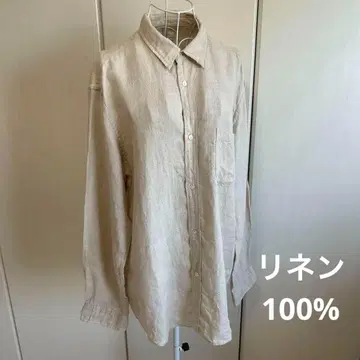 [냉방 대책] 오버사이즈! 린넨 레귤러 칼라 셔츠 베이지 남성용