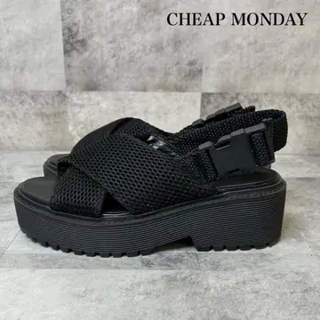 CHEAP MONDAY 메쉬 통굽 샌들 38 블랙 RG121