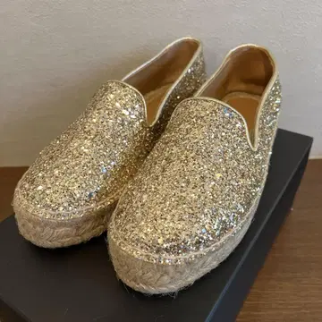 GRACE CONTINENTAL 골드 글리터 슬립온 37