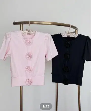Rose flower motif short sleeve cardigan