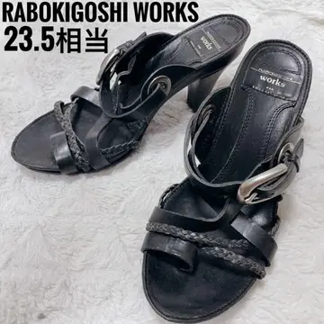 RABOKIGOSHI WORKS 블랙 샌들 23.5cm 상당 은장 장식