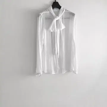 PLST 플라스테 라이트 새틴 보우타이 블라우스 화이트 S