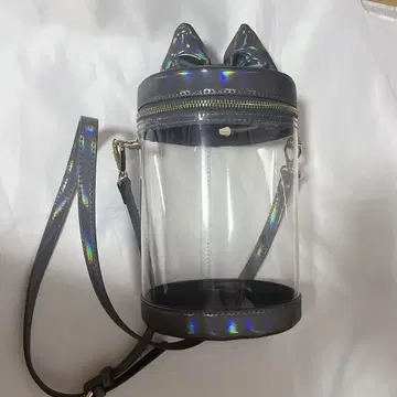 G.triger 고양이 귀 모양 리본 달린 인형 가방 실버
