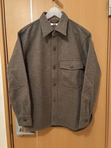 UNIQLO U 울 혼방 브라운 긴팔 셔츠