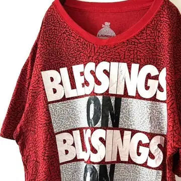 LAUNDER BLESSING ON 티셔츠 L 레드 구제 의류