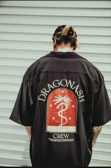 DragonAsh 반팔 오픈 카라 셔츠 DA CREW 한정판 후루야 켄지